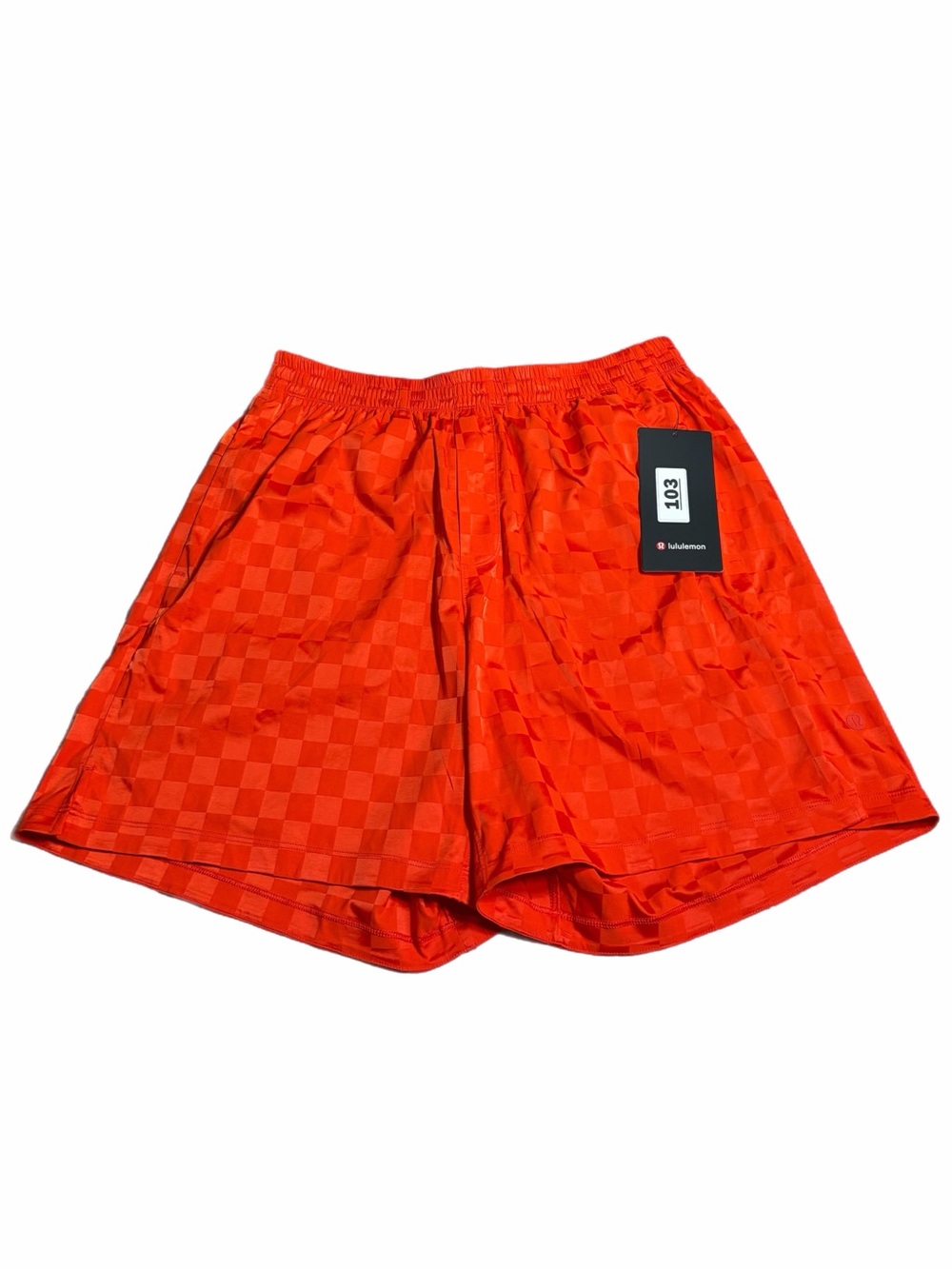 NWT Lululemon Checkerboard Satin Linerless Gym Short *7” (Cherry Ember) Size M